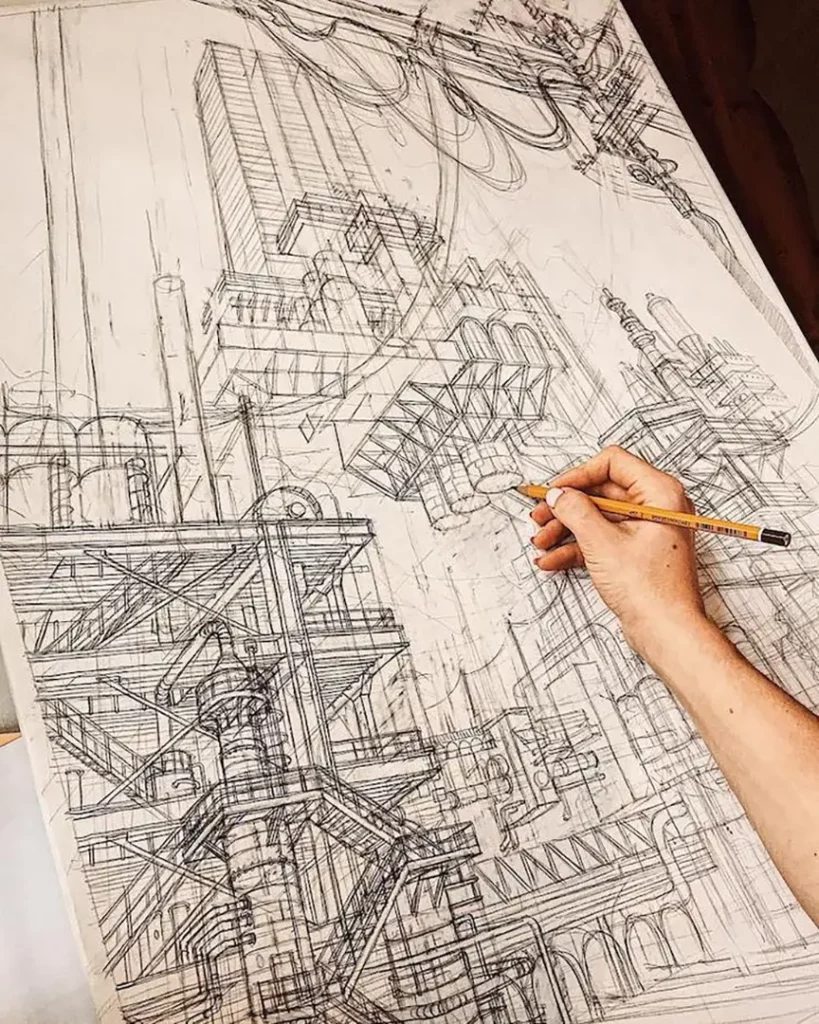 Architecture Student Sketches Bird’s Eye View of Exquisite Imaginary Cities