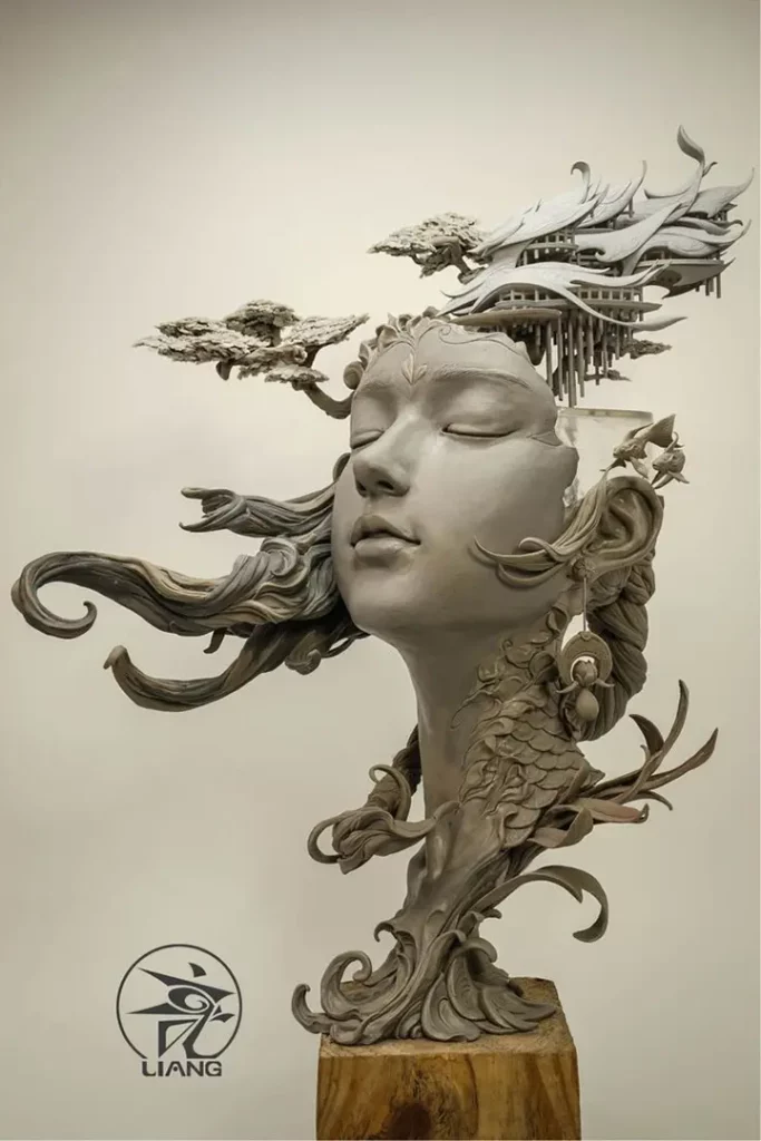 Dreamlike Landscapes Grow from Sculptural Portraits by Yuanxing Liang — Colossal